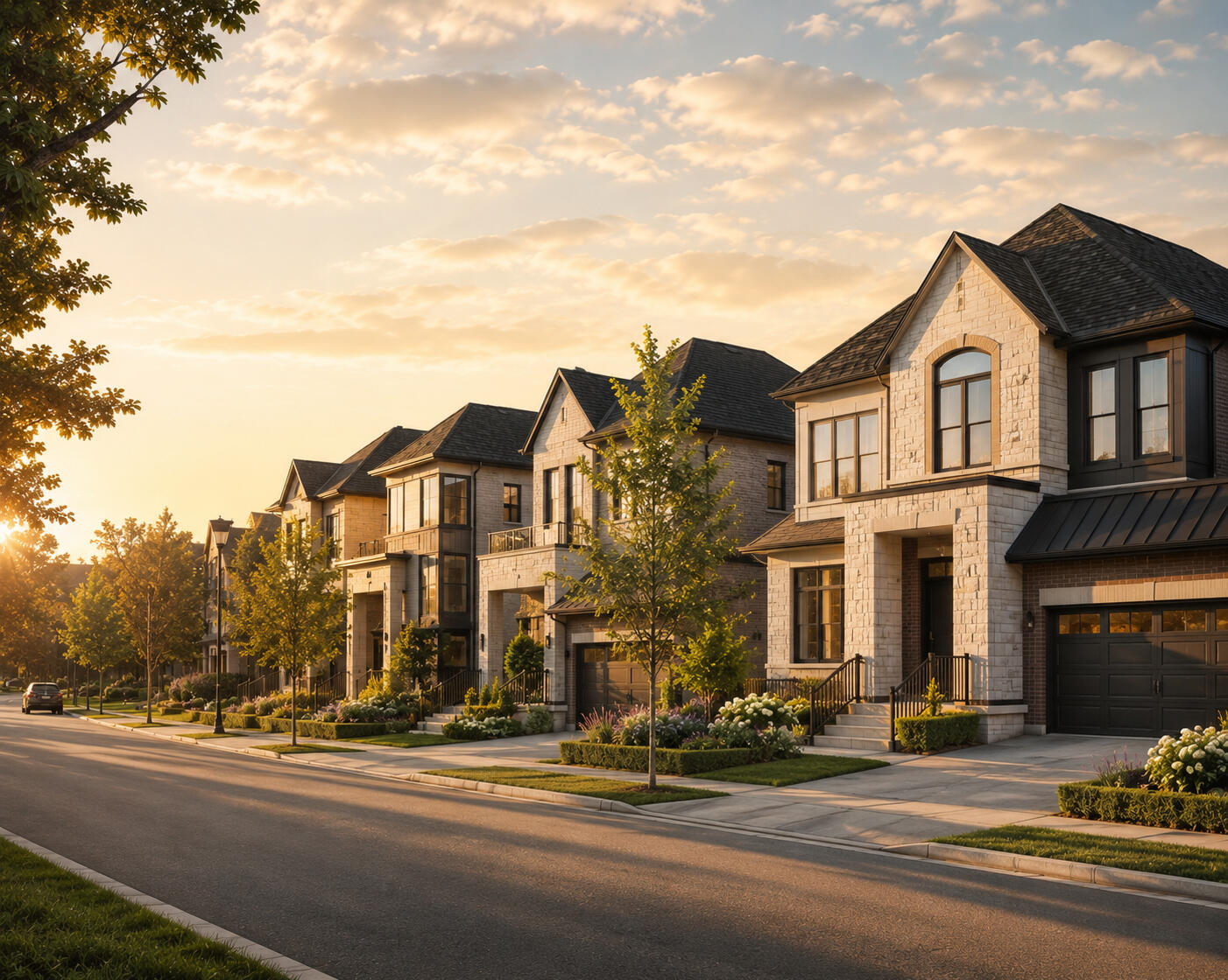 Mississauga, Ontario Визуализация проекта Abacot Hill в районе Sherwood Forrest, Mississauga: новые отдельно стоящие дома (detached homes) на тихой жилой улице.